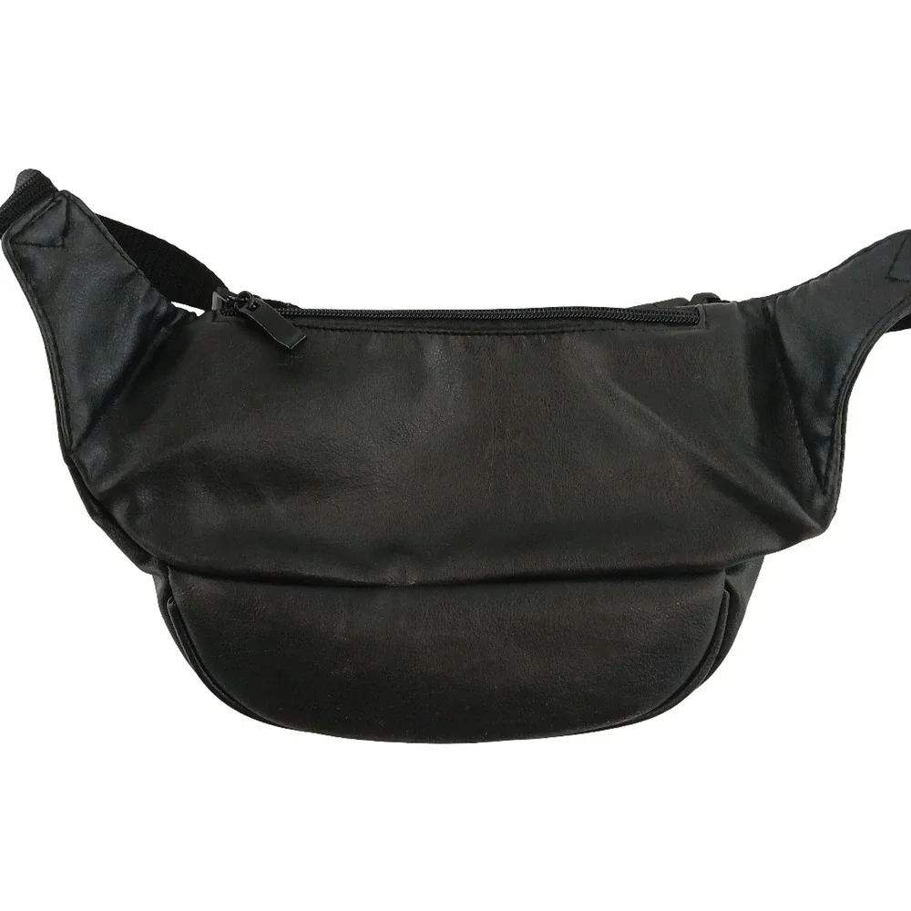 Texas Station Gambling Hall Black Leather Fanny Pack Waist Bag Vintage Promo